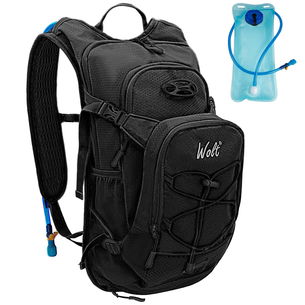 Wolt | Hiking Hydration Backpack with 2L Water Bladder for Women Men Hydration Pack for Hiking Running Cycling Climbing (Black)